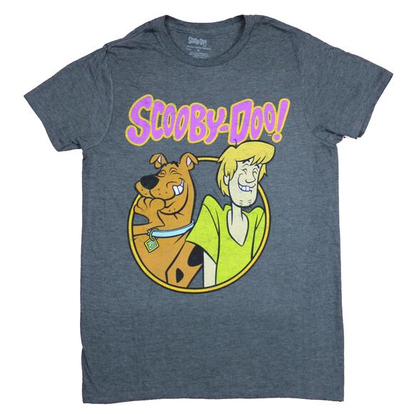 Scooby Doo Crew Neck T-Shirt Scooby Shaggy Laughing Print Short Sleeve Gray XXL - Picture 1 of 5